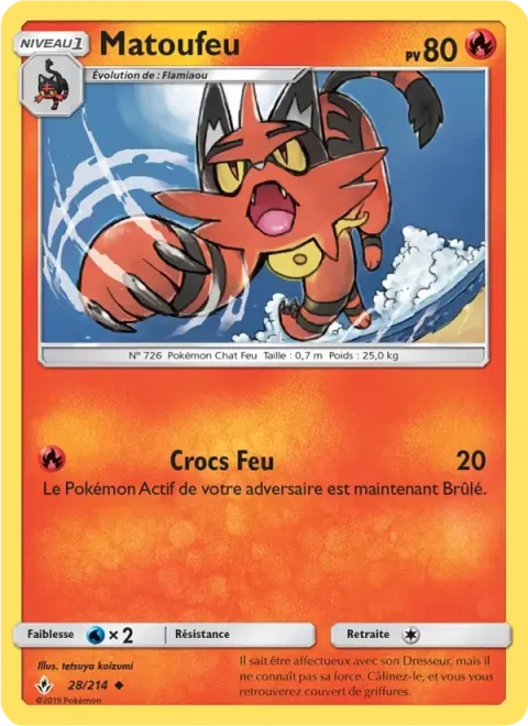 Carte Pokémon Matoufeu 028/214, extension Alliance Infaillible