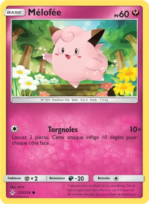 Carte Pokémon Mélofée 132/214, extension Alliance Infaillible