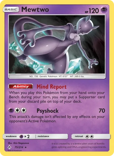 Carte Pokémon Mewtwo 075/214, extension Alliance Infaillible