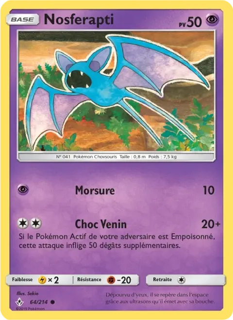 Carte Pokémon Nosferapti 064/214, extension Alliance Infaillible