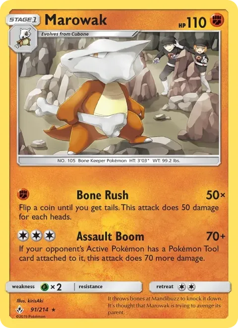Carte Pokémon Ossatueur 091/214, extension Alliance Infaillible