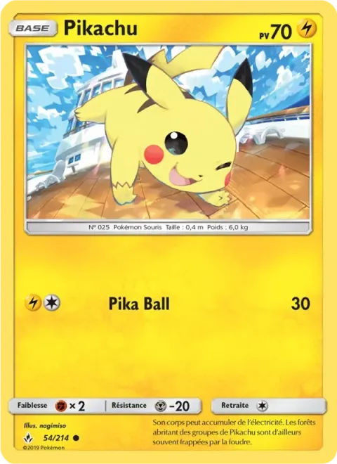 Carte Pokémon Pikachu 054/214, extension Alliance Infaillible