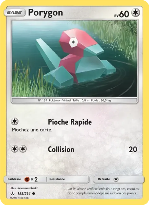 Carte Pokémon Porygon 155/214, extension Alliance Infaillible