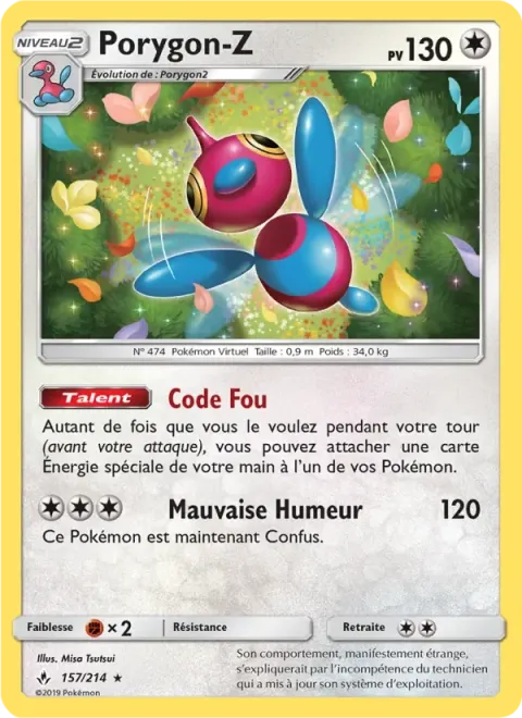 Carte Pokémon Porygon-Z 157/214, extension Alliance Infaillible