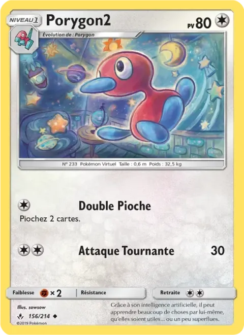 Carte Pokémon Porygon2 156/214, extension Alliance Infaillible