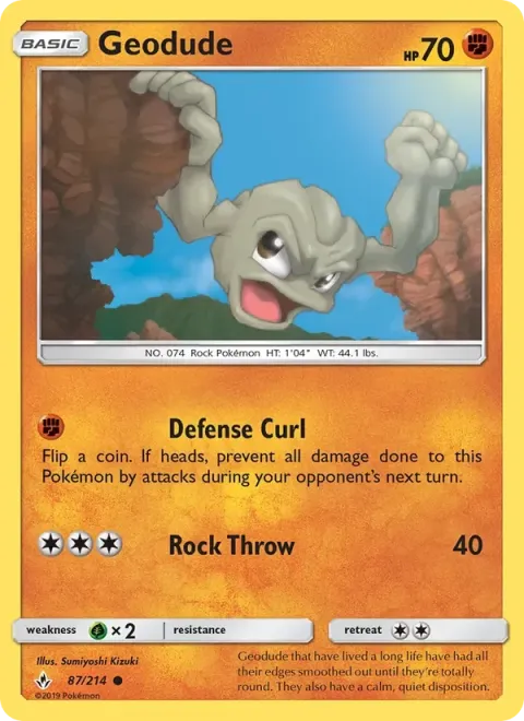 Carte Pokémon Racaillou 087/214, extension Alliance Infaillible
