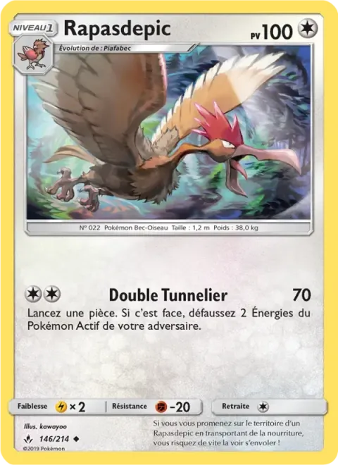 Carte Pokémon Rapasdepic 146/214, extension Alliance Infaillible