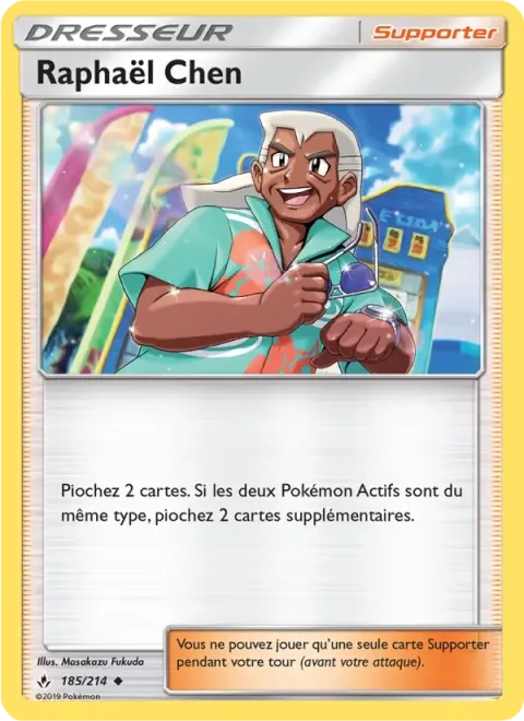Carte Pokémon Raphaël Chen 185/214, extension Alliance Infaillible