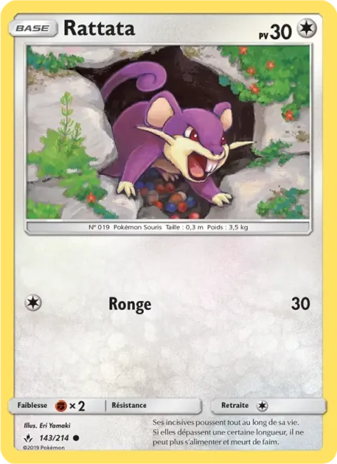 Carte Pokémon Rattata 143/214, extension Alliance Infaillible
