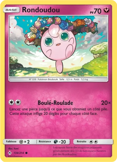 Carte Pokémon Rondoudou 134/214, extension Alliance Infaillible