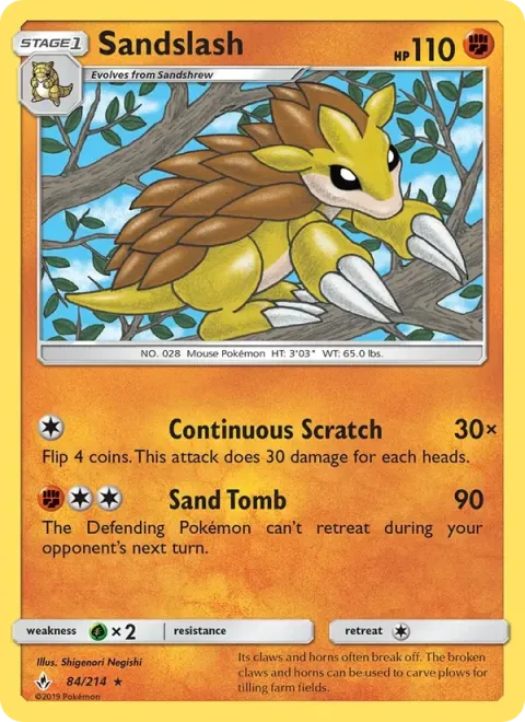 Carte Pokémon Sablaireau 084/214, extension Alliance Infaillible