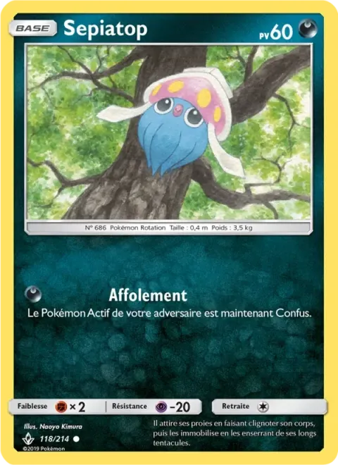 Carte Pokémon Sepiatop 118/214, extension Alliance Infaillible