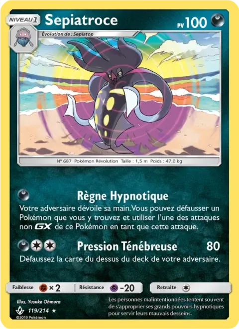 Carte Pokémon Sepiatroce 119/214, extension Alliance Infaillible