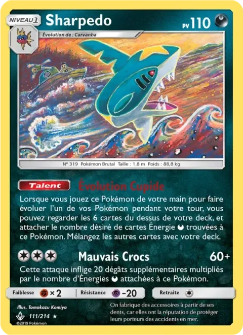Carte Pokémon Sharpedo 111/214, extension Alliance Infaillible