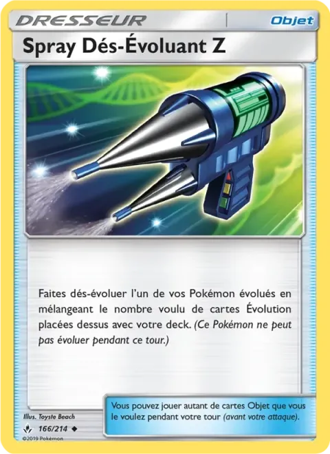Carte Pokémon Spray Dés-Évoluant Z 166/214, extension Alliance Infaillible