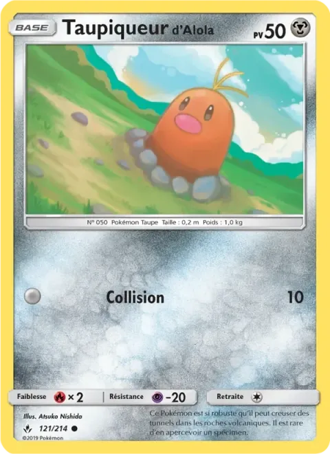 Carte Pokémon Taupiqueur d’Alola 121/214, extension Alliance Infaillible