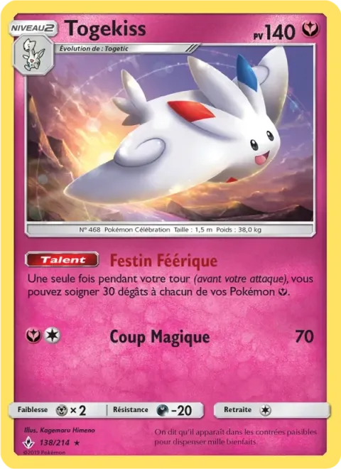 Carte Pokémon Togekiss 138/214, extension Alliance Infaillible