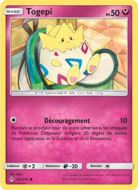 Carte Pokémon Togepi 136/214, extension Alliance Infaillible