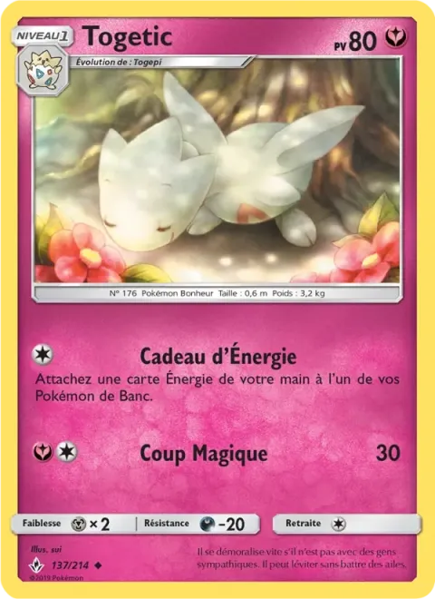 Carte Pokémon Togetic 137/214, extension Alliance Infaillible
