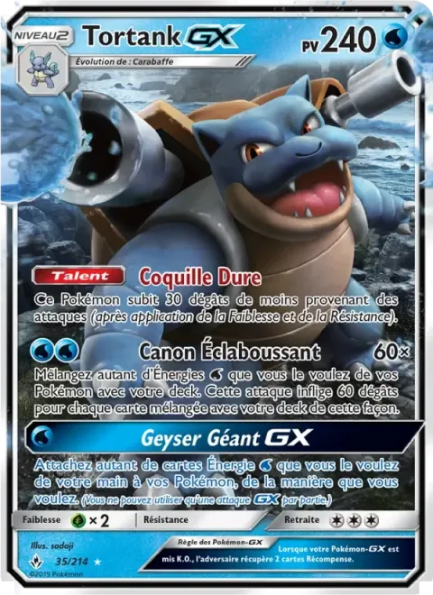 Carte Pokémon Tortank GX 035/214, extension Alliance Infaillible