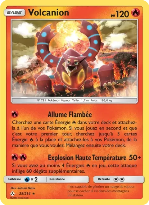 Carte Pokémon Volcanion 025/214, extension Alliance Infaillible
