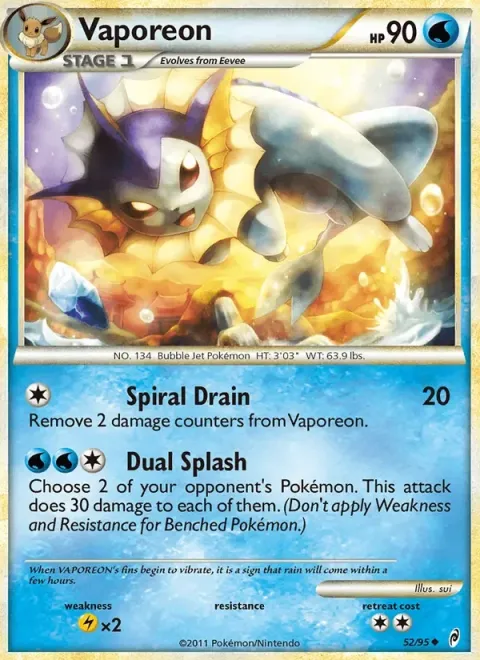 Carte Pokémon Aquali 052/095, extension L'appel des Légendes