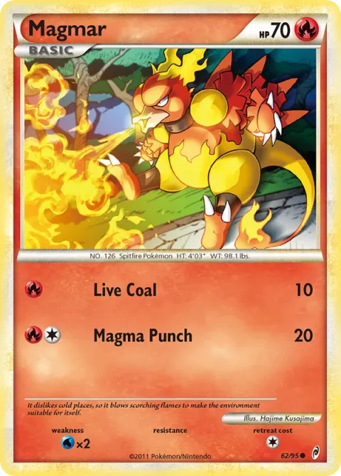Carte Pokémon Magmar 062/095, extension L'appel des Légendes