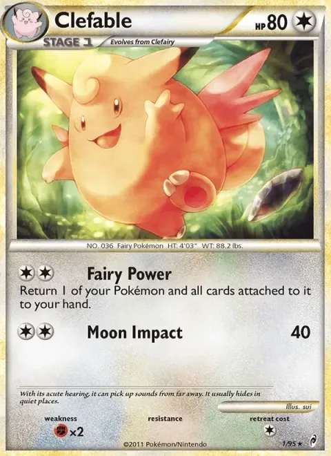 Carte Pokémon Mélodelfe 001/095, extension L'appel des Légendes