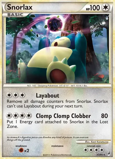 Carte Pokémon Ronflex 033/095, extension L'appel des Légendes