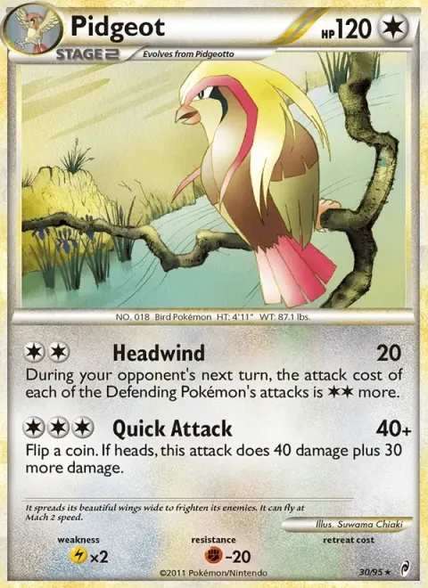 Carte Pokémon Roucarnage 030/095, extension L'appel des Légendes