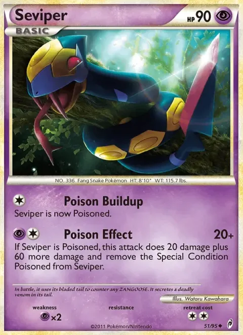 Carte Pokémon Séviper 051/095, extension L'appel des Légendes