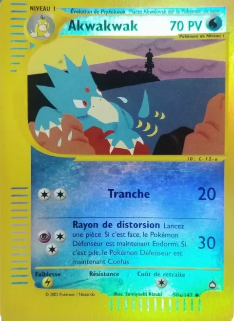 Carte Pokémon Akwakwak 50A/147, extension Aquapolis