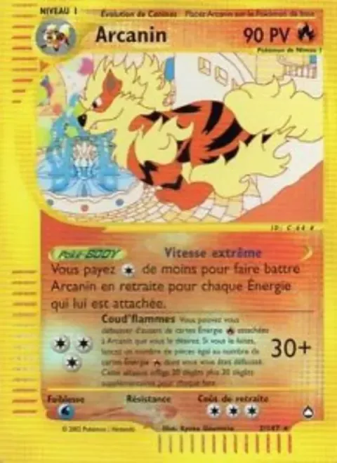 Carte Pokémon Arcanin 002/147, extension Aquapolis