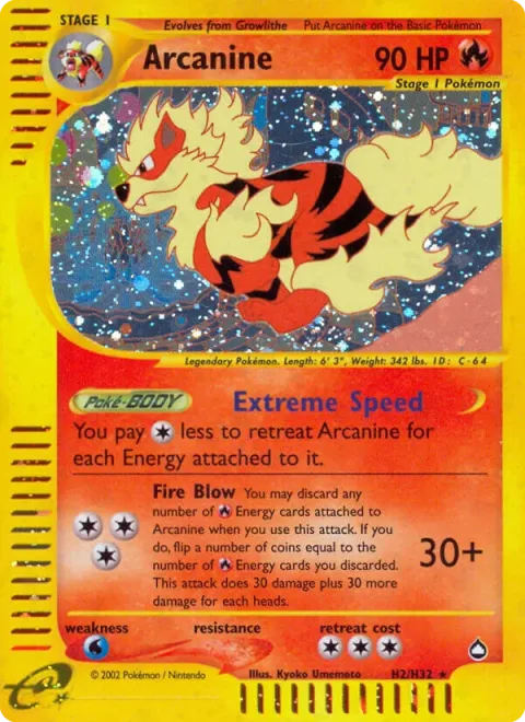 Carte Pokémon Arcanin H02/H32, extension Aquapolis