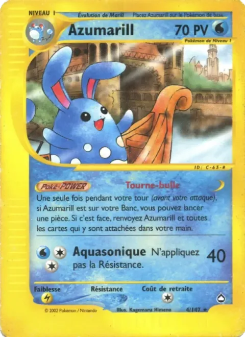 Carte Pokémon Azumarill 004/147, extension Aquapolis