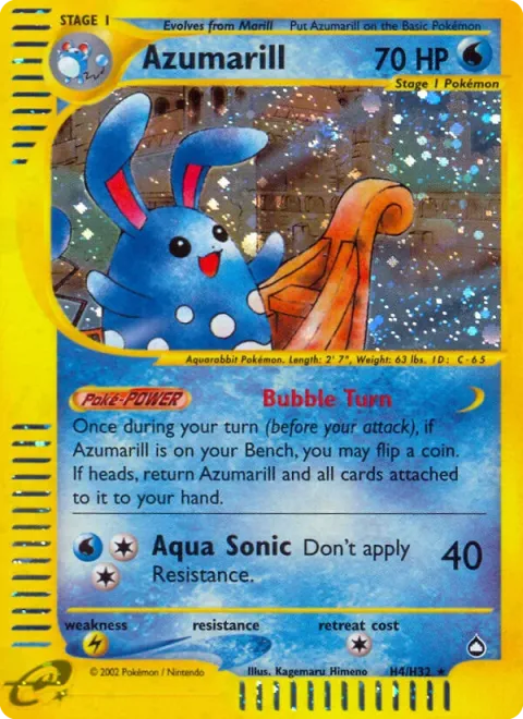 Carte Pokémon Azumarill H04/H32, extension Aquapolis