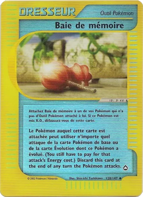 Carte Pokémon Baie de mémoire 128/147, extension Aquapolis