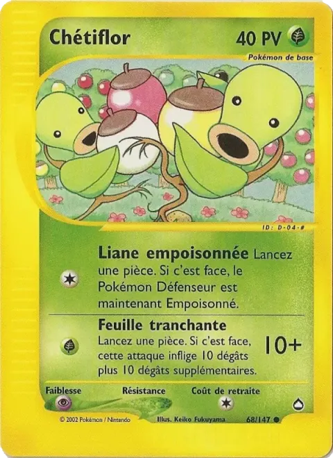Carte Pokémon Chétiflor 068/147, extension Aquapolis