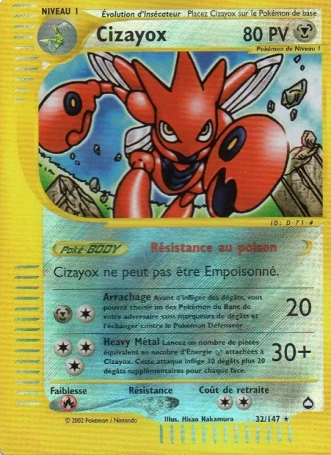 Carte Pokémon Cizayox 032/147, extension Aquapolis