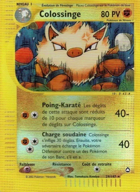 Carte Pokémon Colossinge 029/147, extension Aquapolis