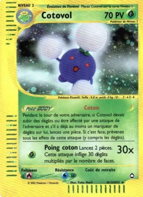 Carte Pokémon Cotovol H13/H32, extension Aquapolis