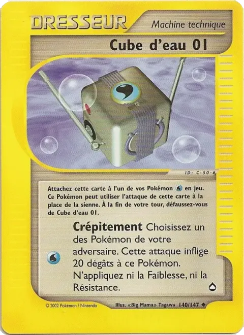 Carte Pokémon Cube d’eau 01 140/147, extension Aquapolis