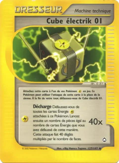 Carte Pokémon Cube électrik 01 127/147, extension Aquapolis