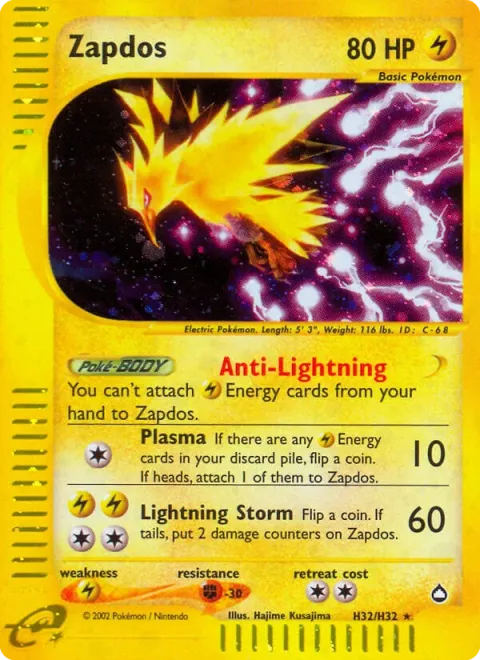 Carte Pokémon Electhor H32/H32, extension Aquapolis