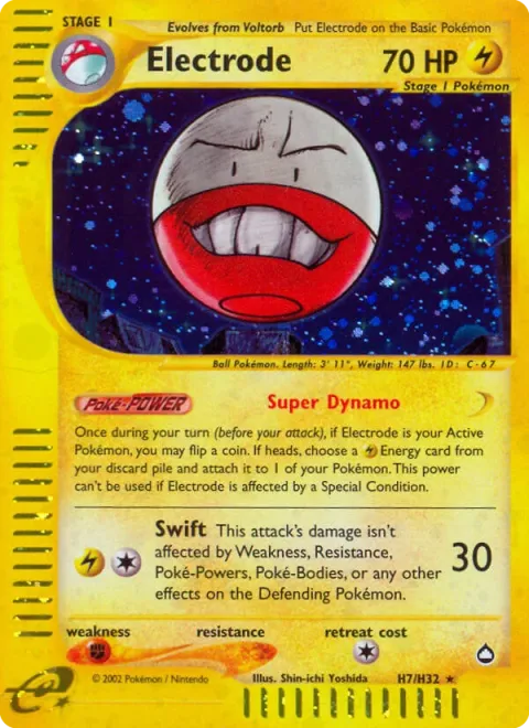 Carte Pokémon Électrode H07/H32, extension Aquapolis