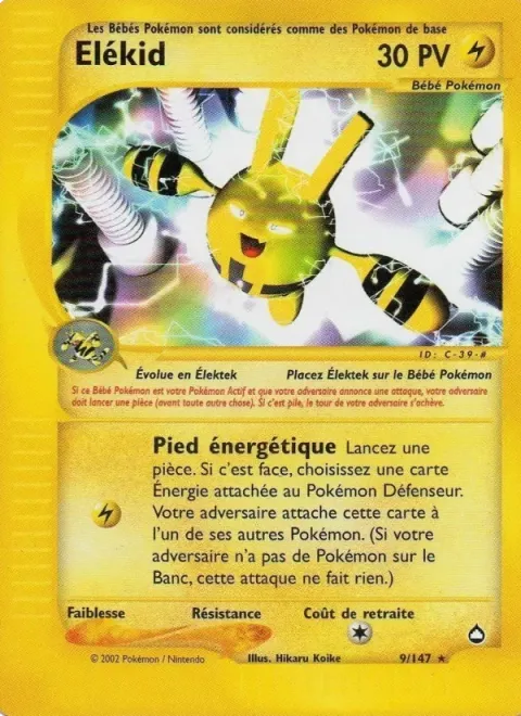 Carte Pokémon Élekid 009/147, extension Aquapolis