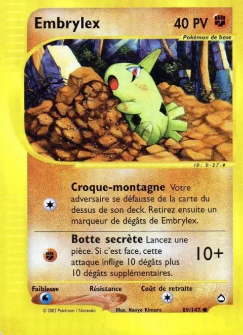 Carte Pokémon Embrylex 089/147, extension Aquapolis
