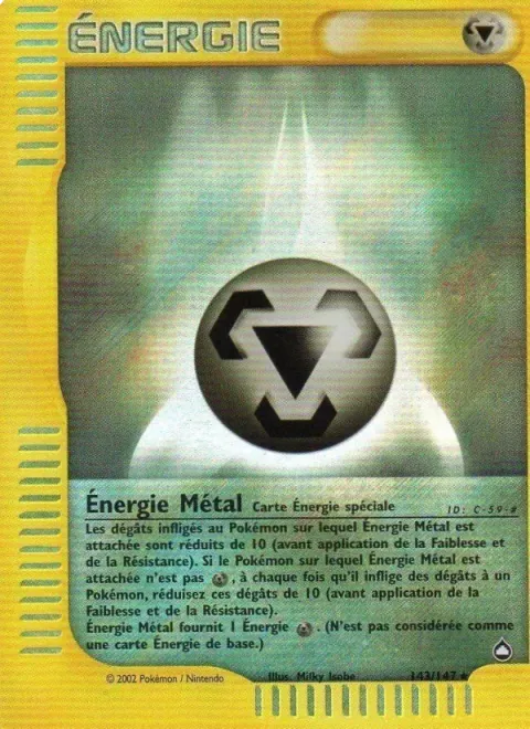 Carte Pokémon Énergie Métal 143/147, extension Aquapolis