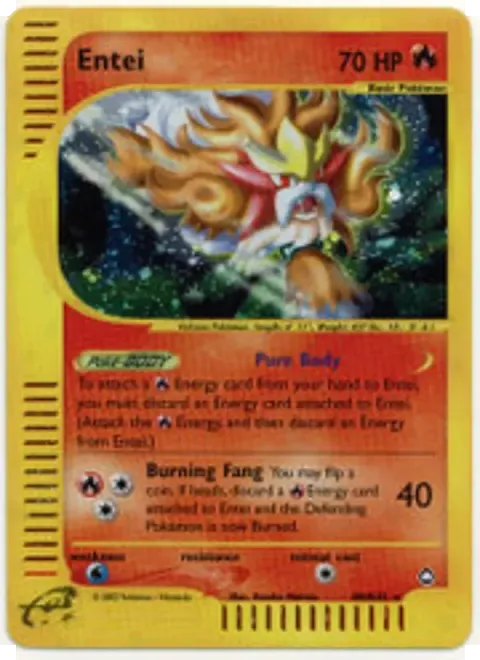 Carte Pokémon Entei 010/147, extension Aquapolis