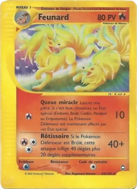 Carte Pokémon Feunard 025/147, extension Aquapolis